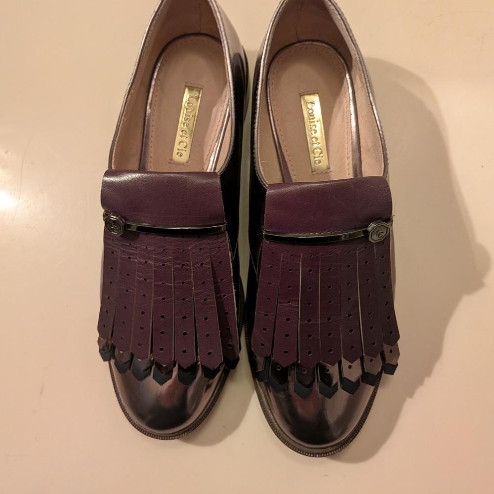 LOUISE ET CIE Kiltie Gunmetal, Purple and Silver Women's Loafers | EUR 35 1/2 - Picture 2 of 9